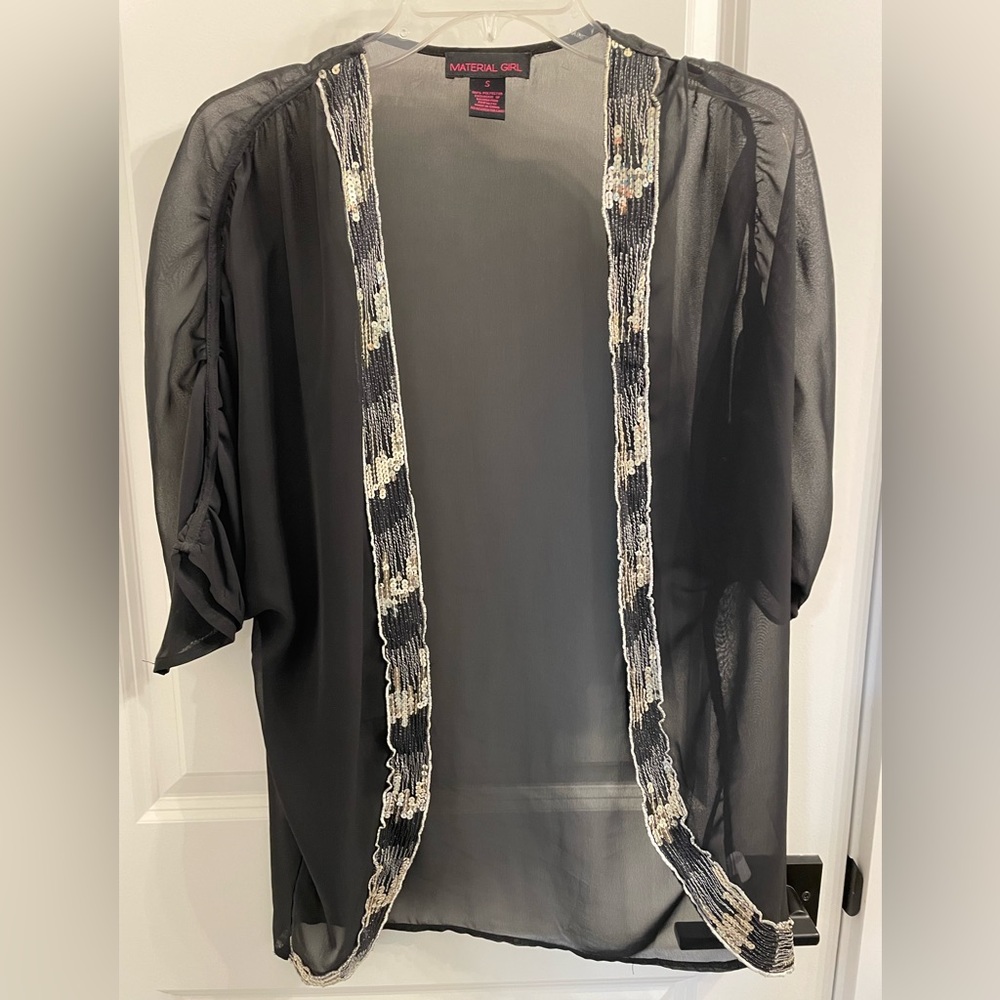 Sheer Black Cardigan with Sparkly Accents